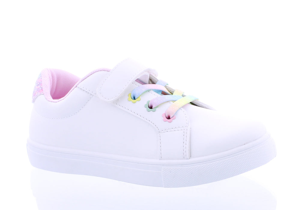 Girls Faux Leather Velcro Sneaker