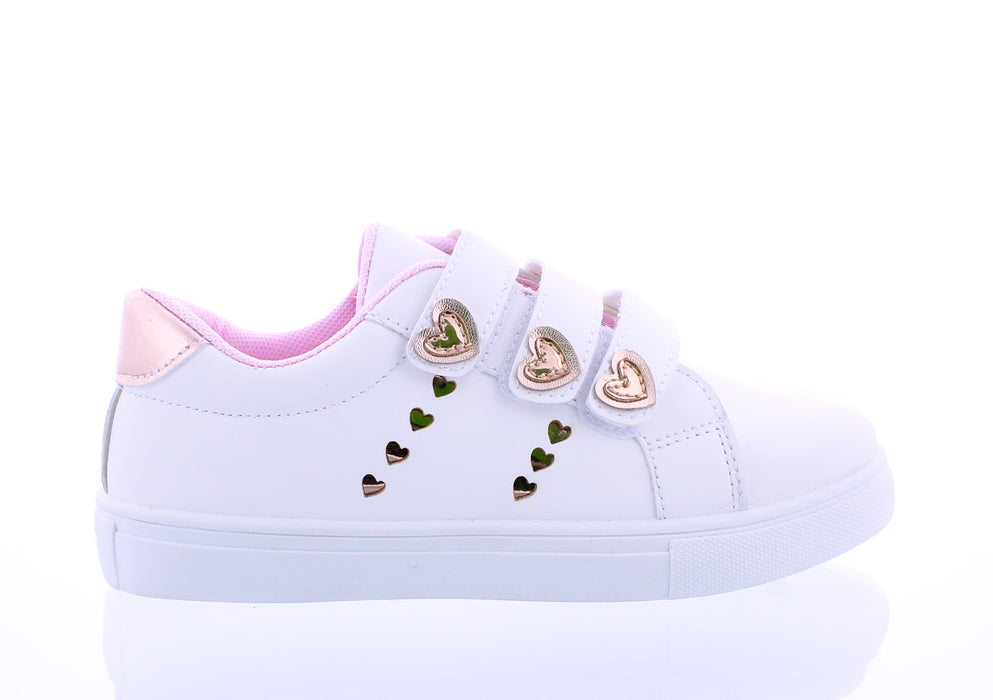 Girls Hearts Velcro Strap Sneaker