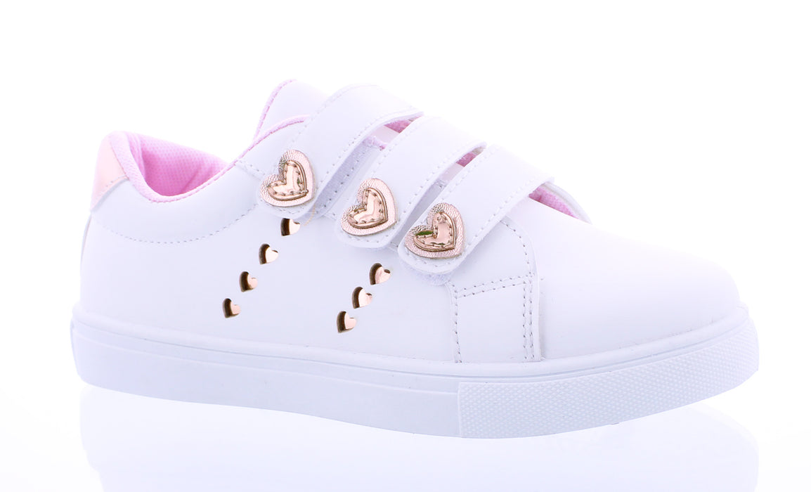 Girls Hearts Velcro Strap Sneaker