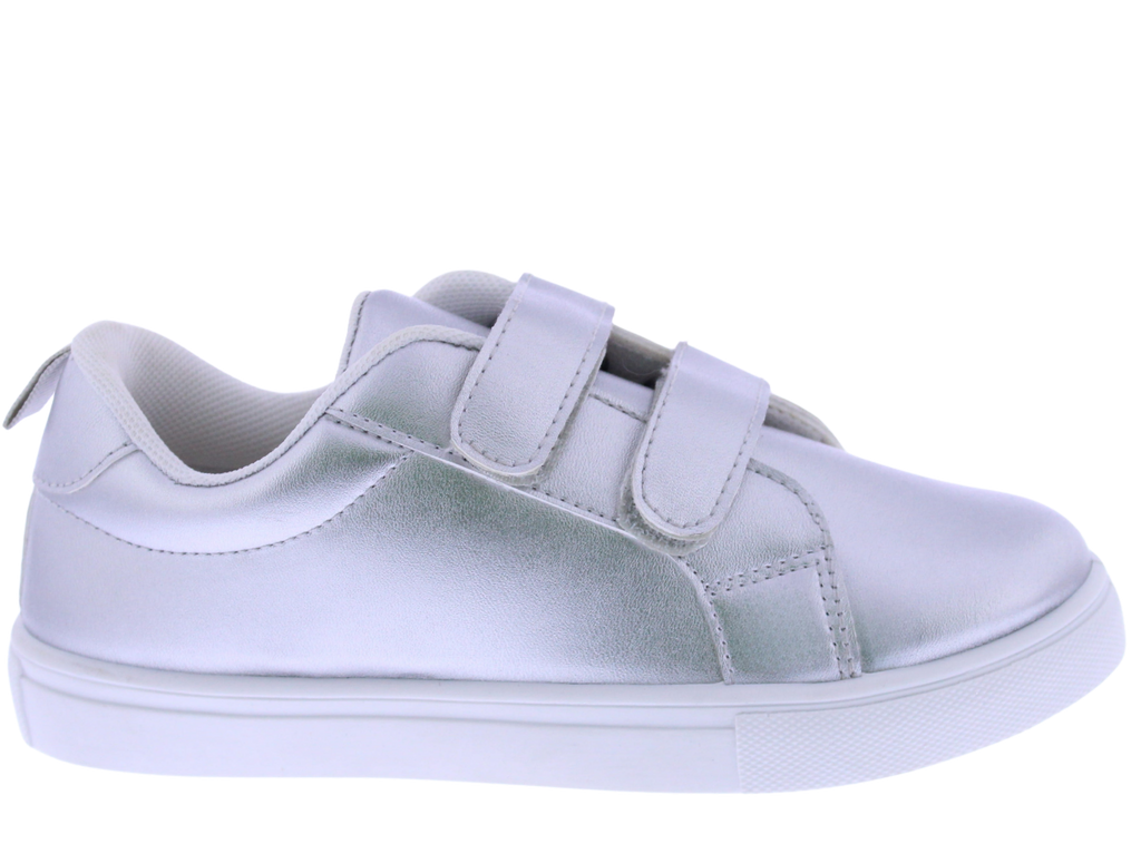 Girls Metallic Double Velcro Sneaker