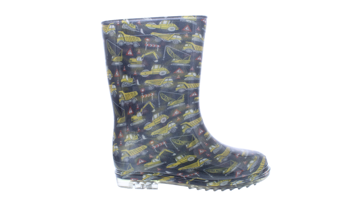 Boys Rubber Boot with Construction Equipment Print