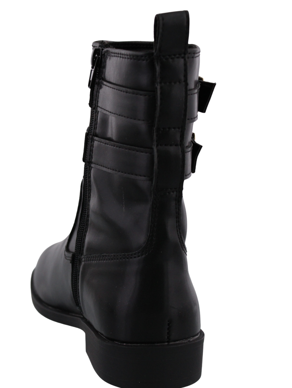 Kids Faux Leather Double Buckle Boot