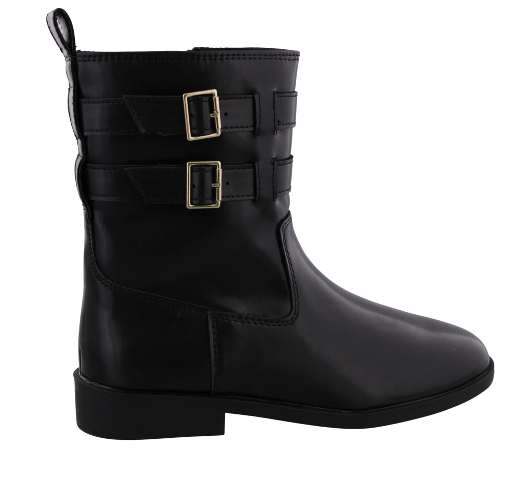 Kids Faux Leather Double Buckle Boot