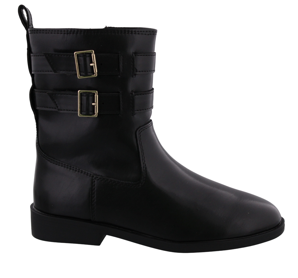Kids Faux Leather Double Buckle Boot