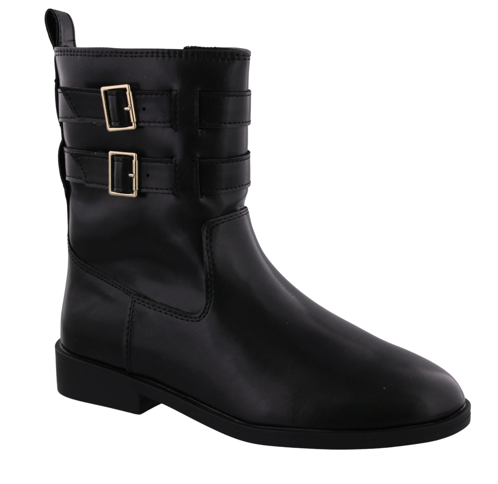 Kids Faux Leather Double Buckle Boot