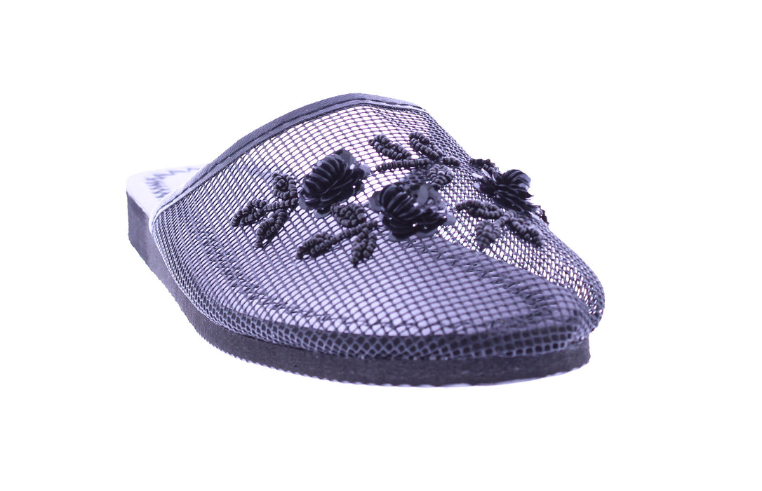 Women Mesh Slip-on with Beaded Flowers