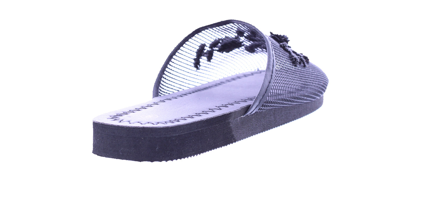 Women Mesh Slip-on with Beaded Flowers