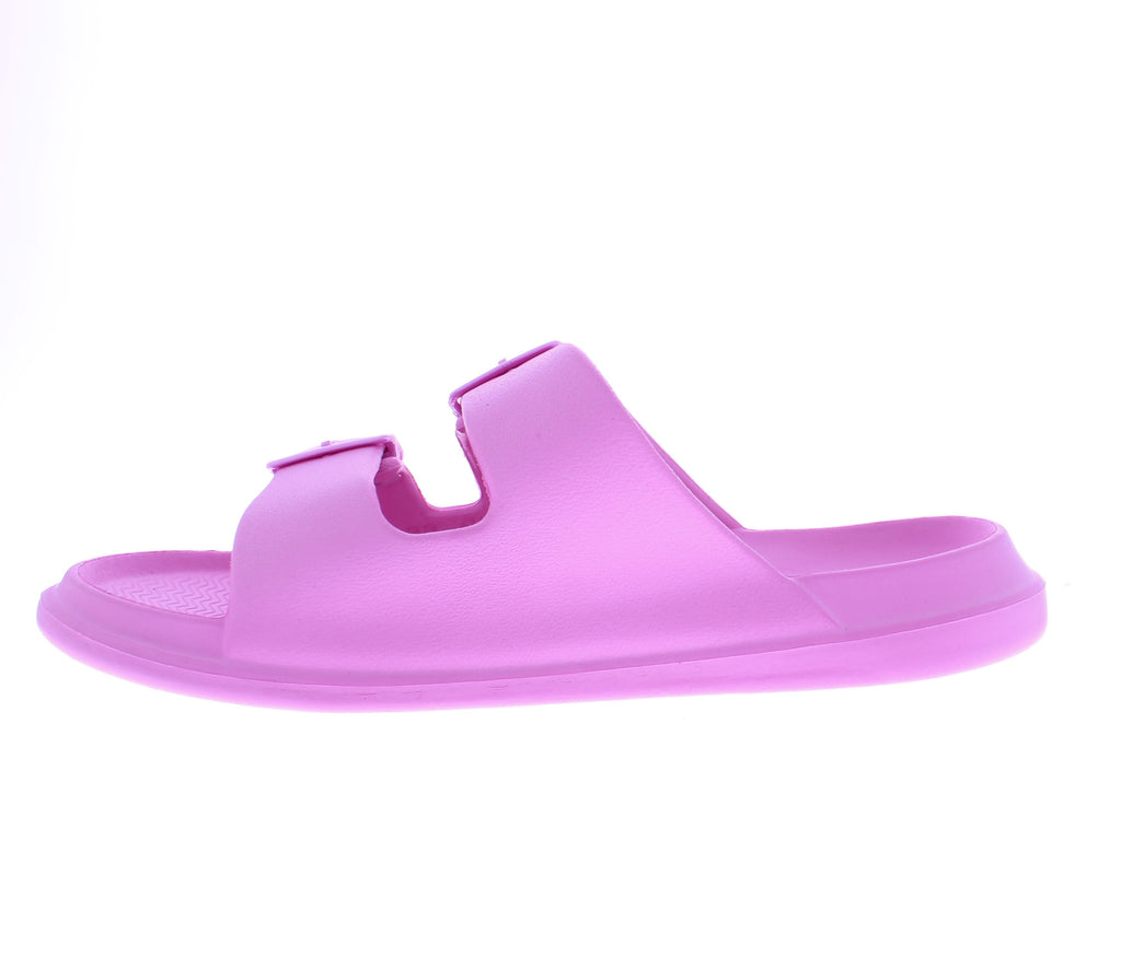 Women Double Buckle Strap Slide