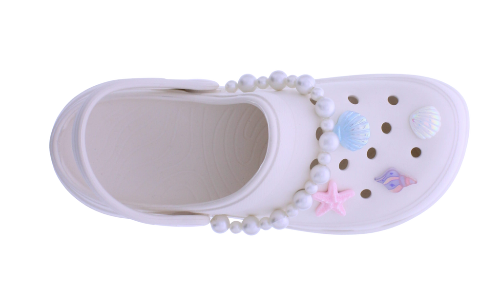 Women's EVA Clog with Seashell Charms and Pearl Chain