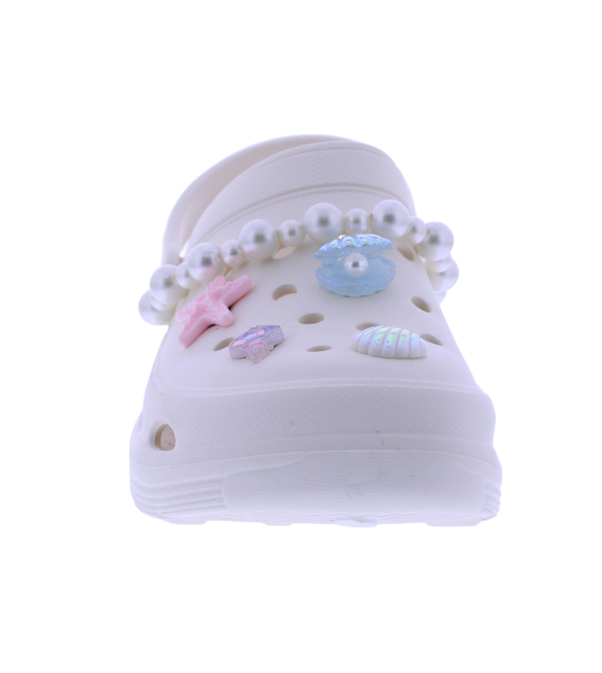 Women's EVA Clog with Seashell Charms and Pearl Chain