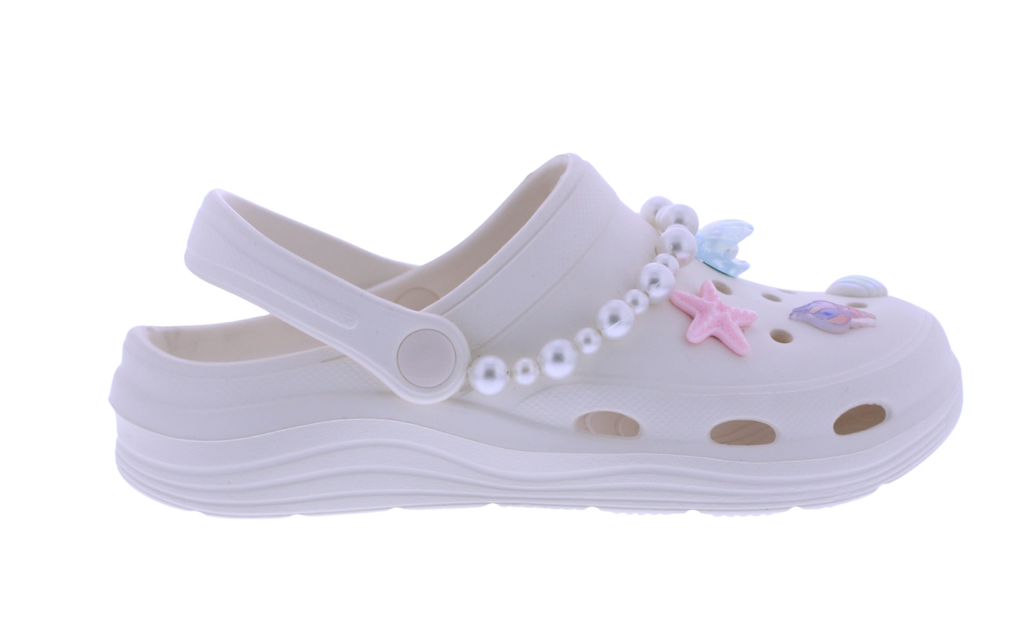 Women's EVA Clog with Seashell Charms and Pearl Chain