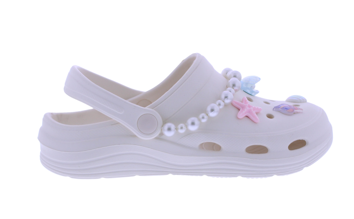 Women's EVA Clog with Seashell Charms and Pearl Chain