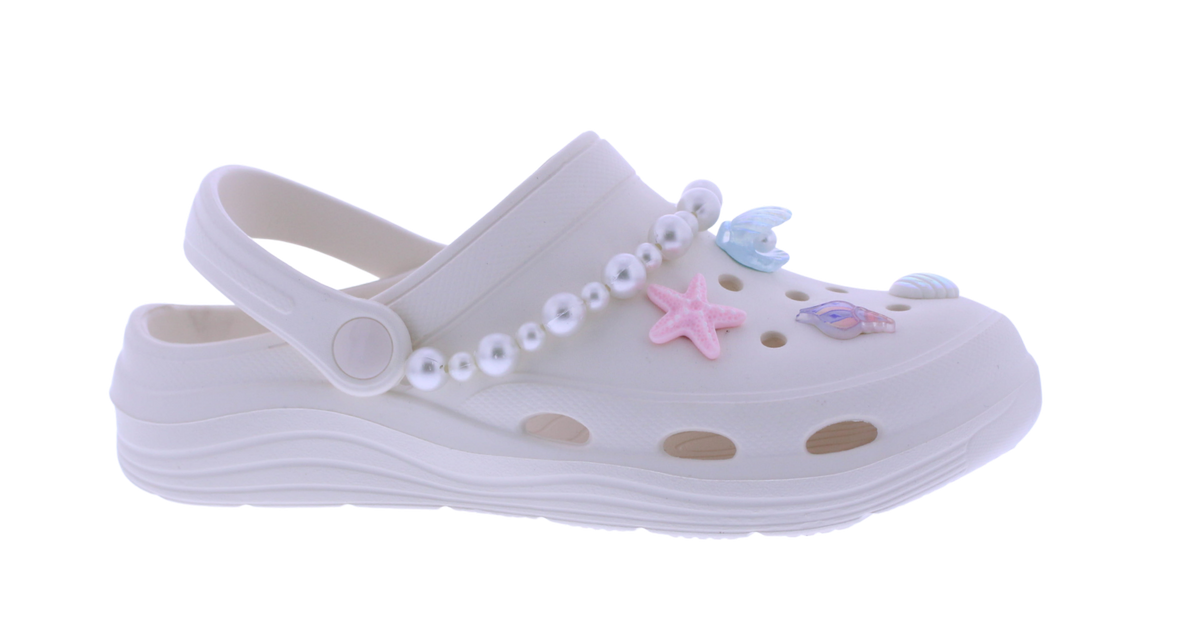 Women's EVA Clog with Seashell Charms and Pearl Chain