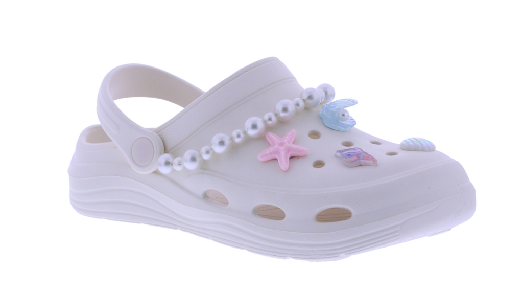 Women's EVA Clog with Seashell Charms and Pearl Chain