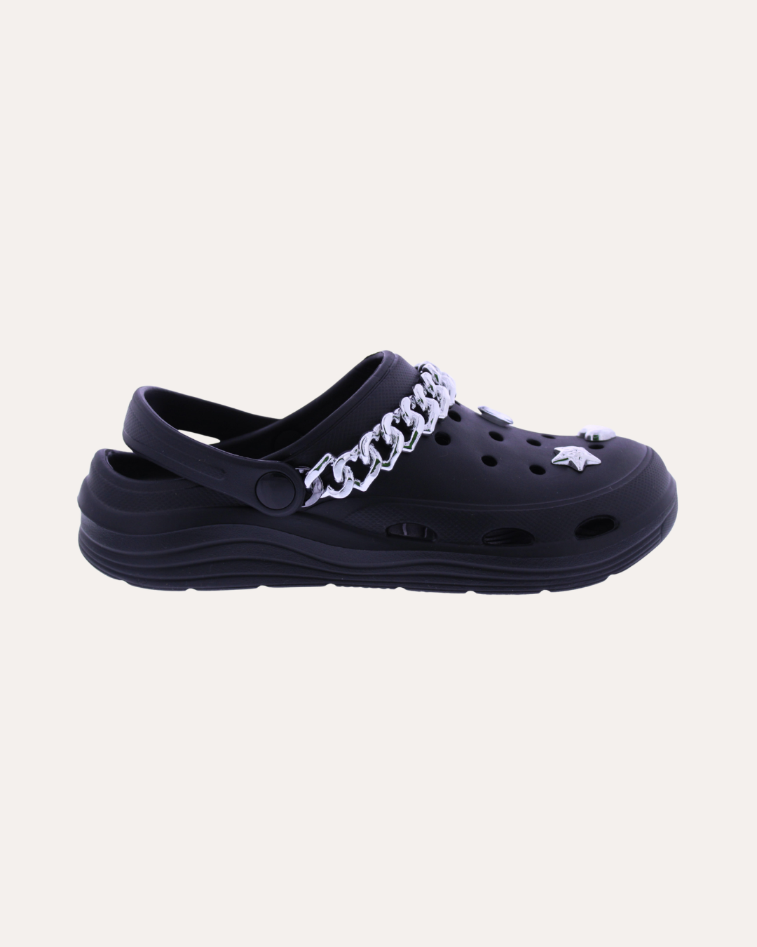Women's EVA Clog with Silver Chain and Charms