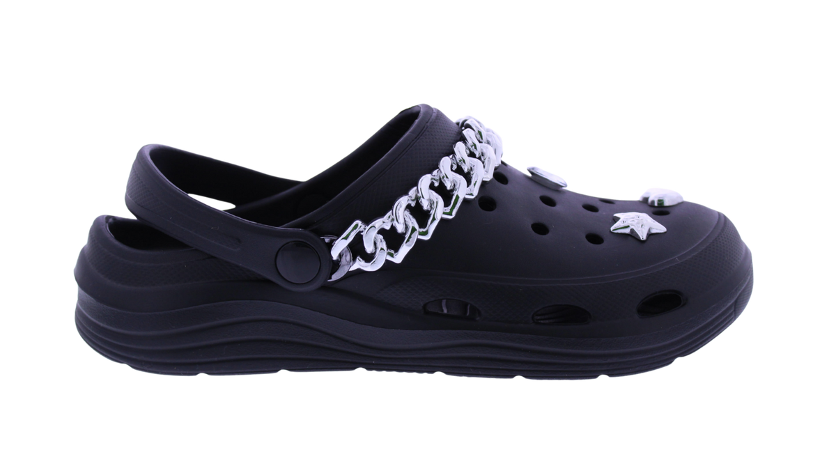 Women's EVA Clog with Silver Chain and Charms