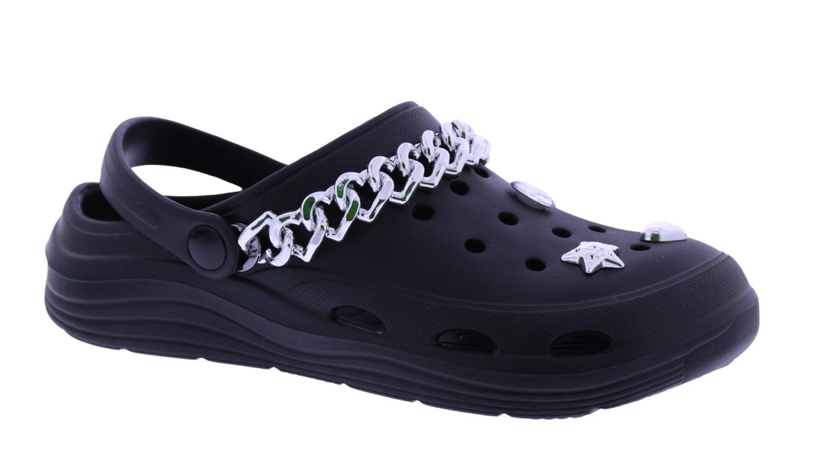Women's EVA Clog with Silver Chain and Charms