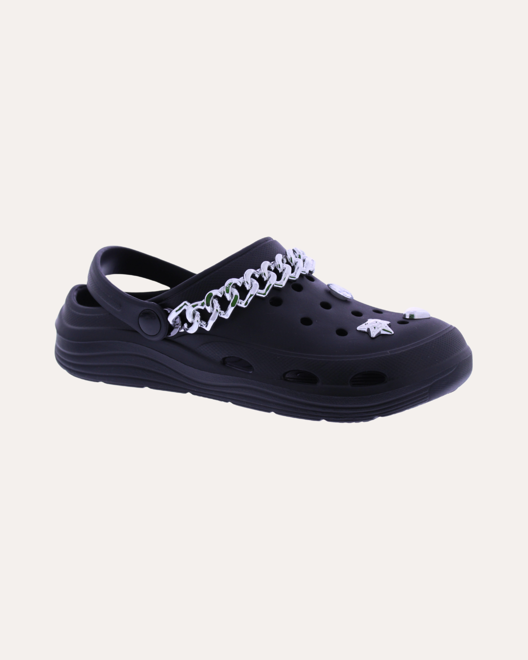 Women's EVA Clog with Silver Chain and Charms