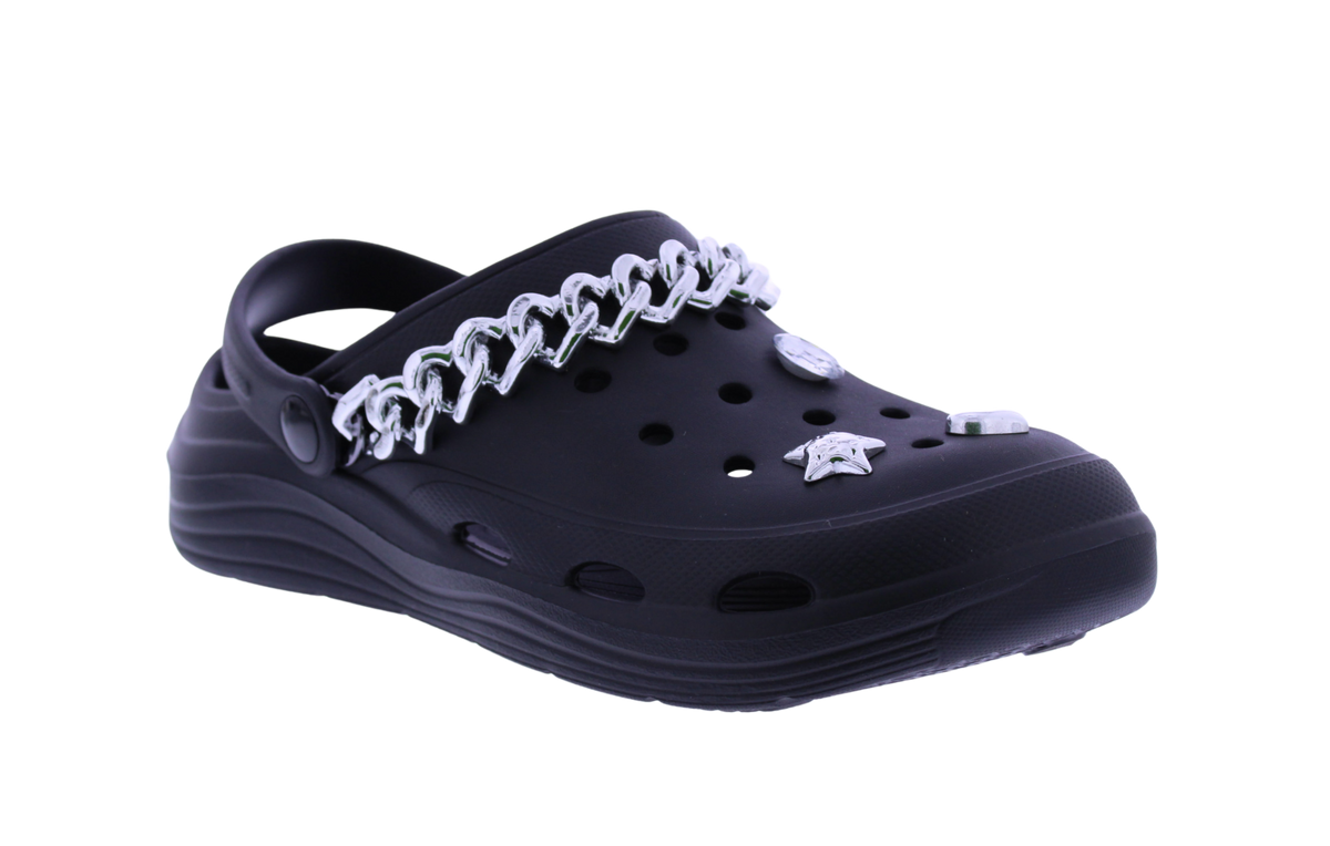 Women's EVA Clog with Silver Chain and Charms