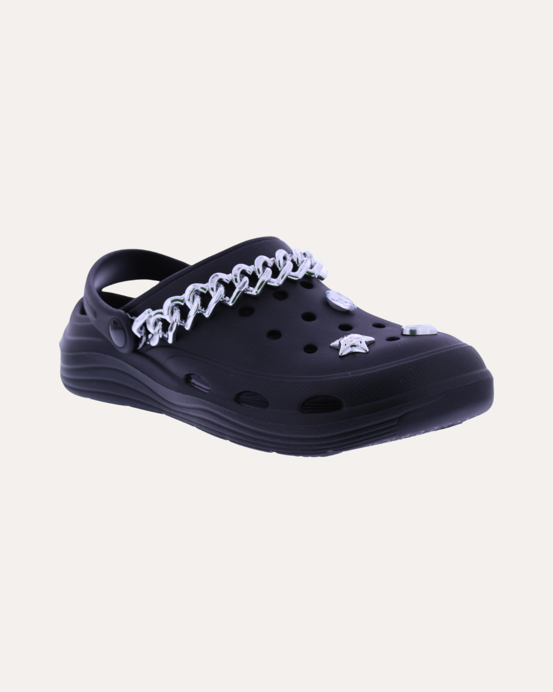 Women's EVA Clog with Silver Chain and Charms