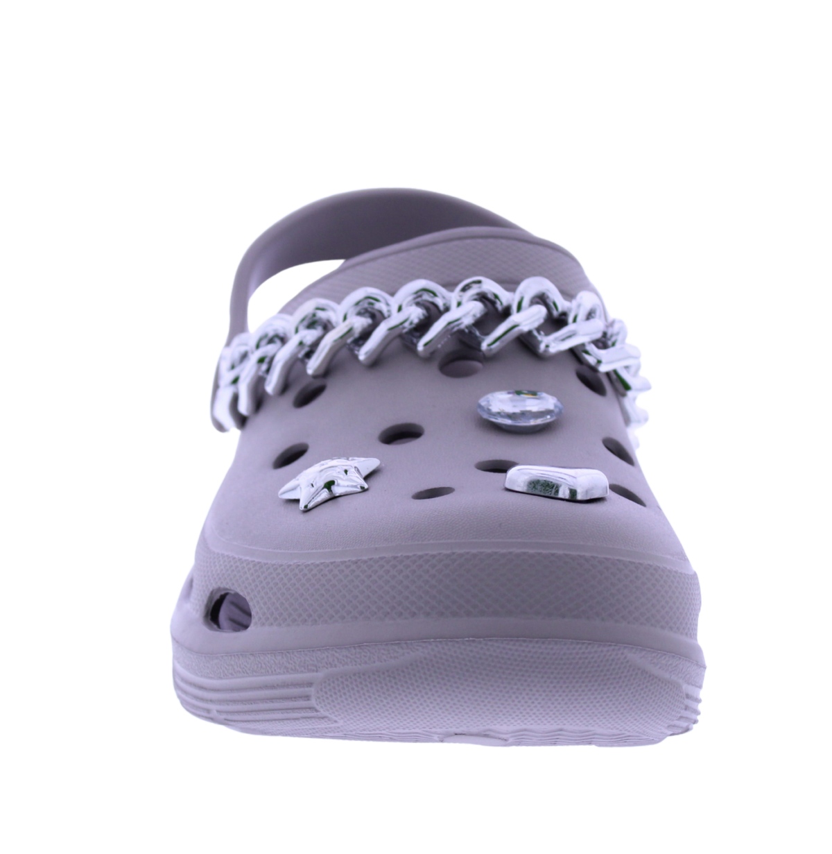 Women's EVA Clog with Silver Chain and Charms