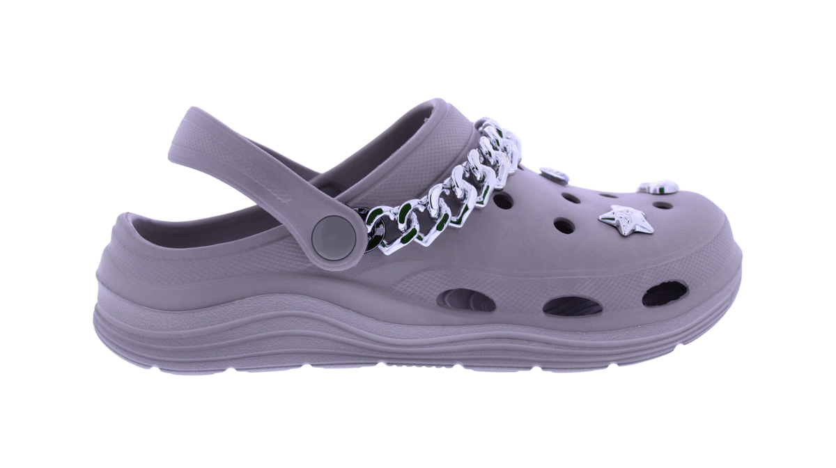 Women's EVA Clog with Silver Chain and Charms