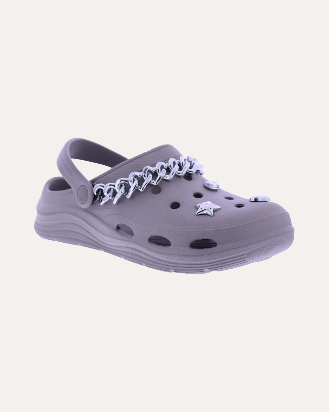 Women's EVA Clog with Silver Chain and Charms