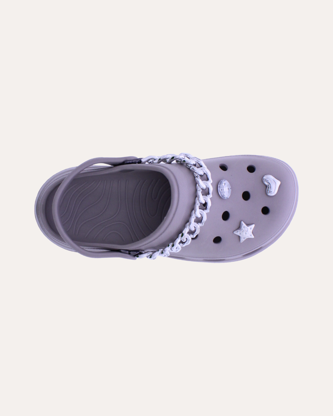 Women's EVA Clog with Silver Chain and Charms