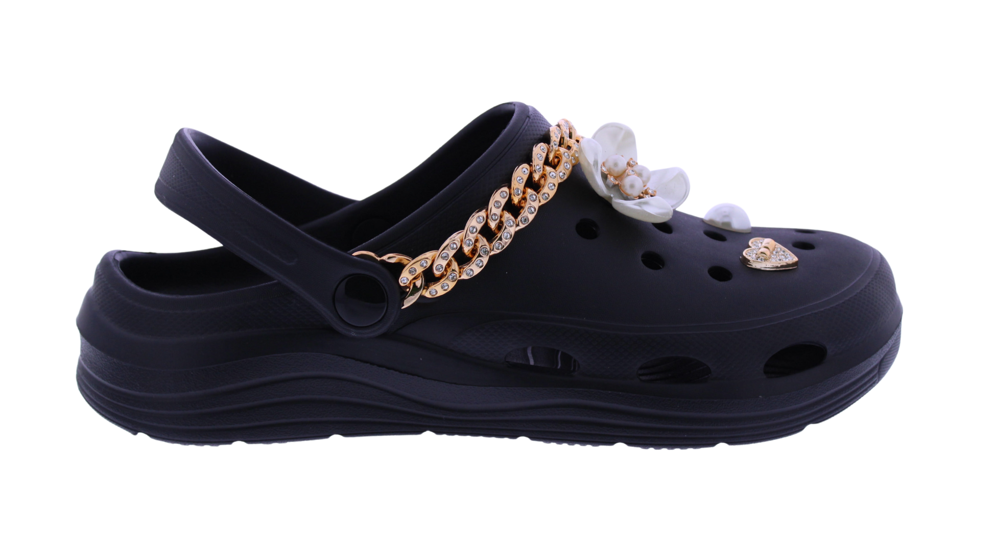 Women Clog with Metal Chain + Charms