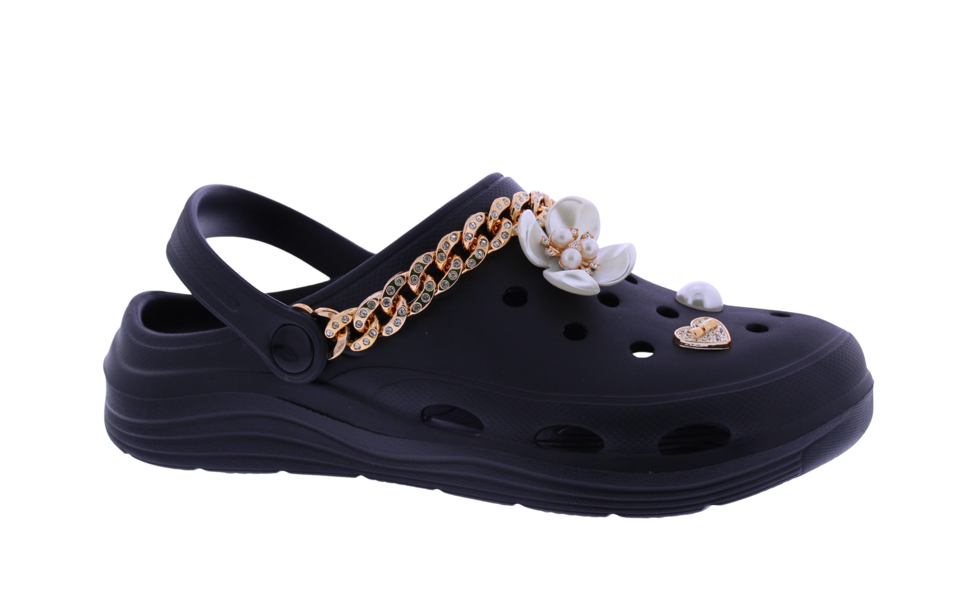 Women Clog with Metal Chain + Charms