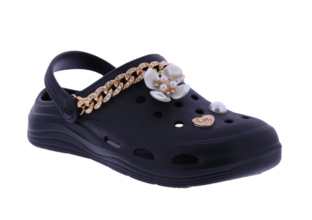 Women Clog with Metal Chain + Charms