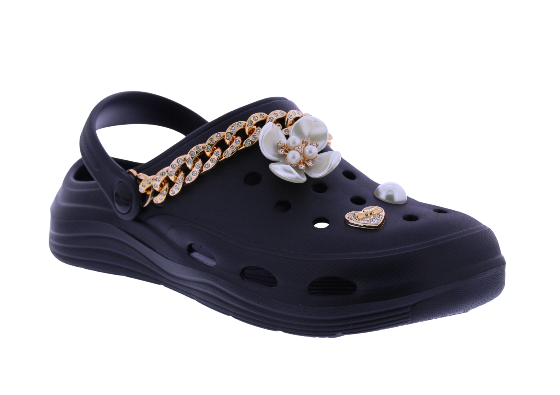 Women Clog with Metal Chain + Charms