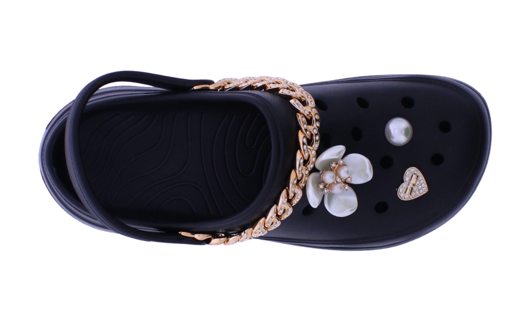 Women Clog with Metal Chain + Charms