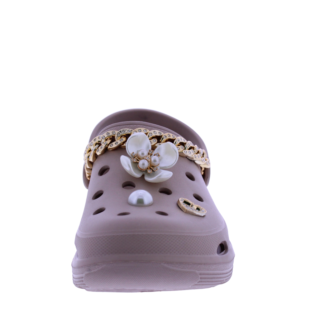 Women Clog with Metal Chain + Charms