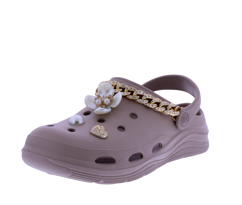 Women Clog with Metal Chain + Charms