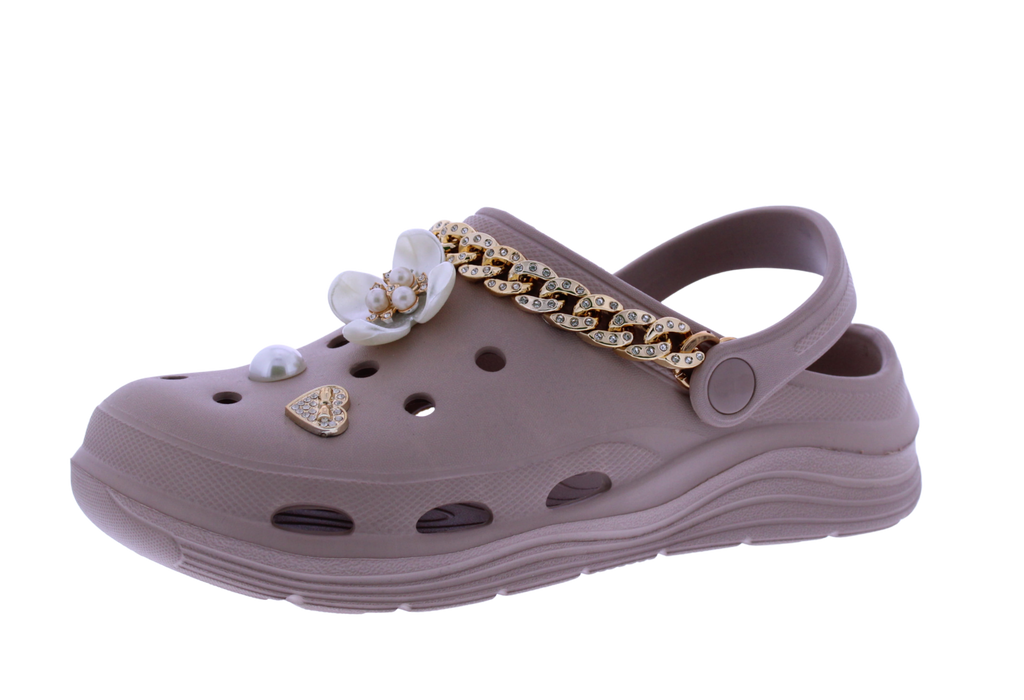 Women Clog with Metal Chain + Charms