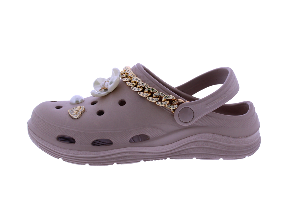 Women Clog with Metal Chain + Charms