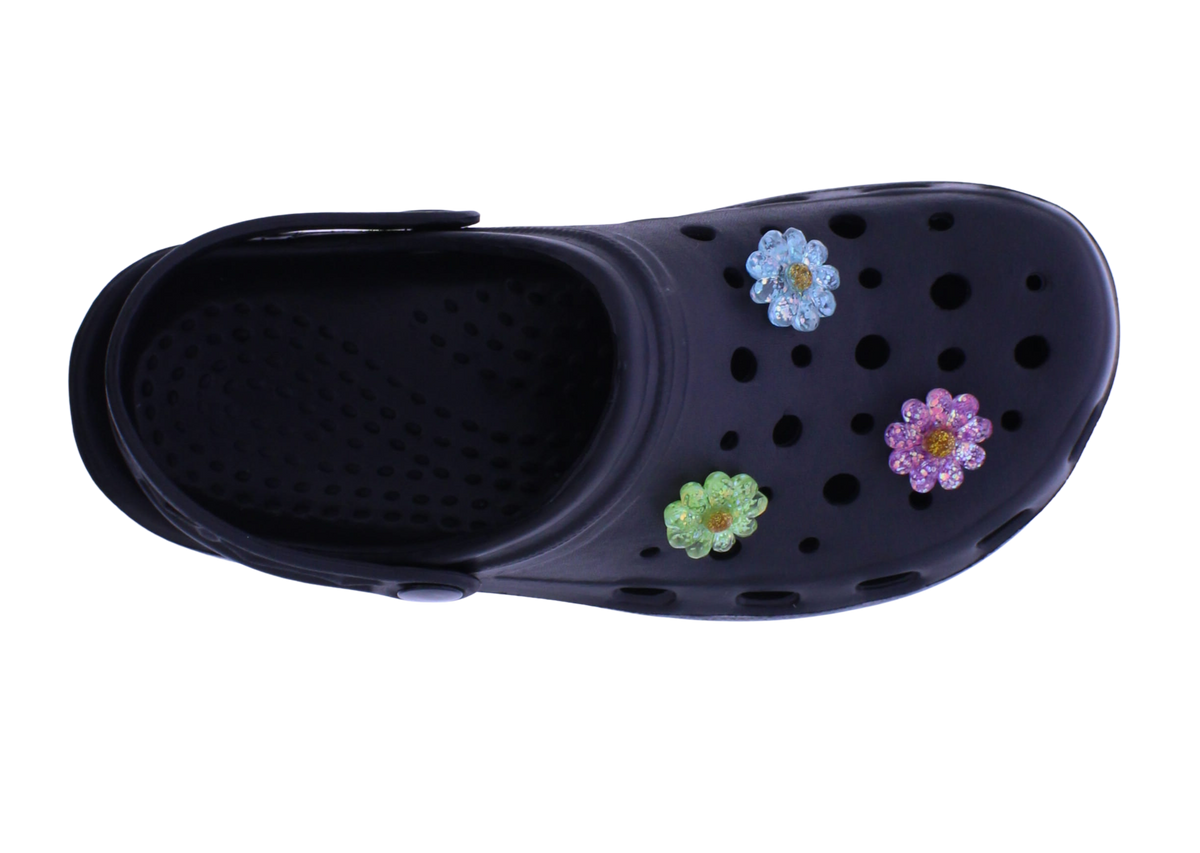 Women's EVA Clog with Glitter Flower Charms