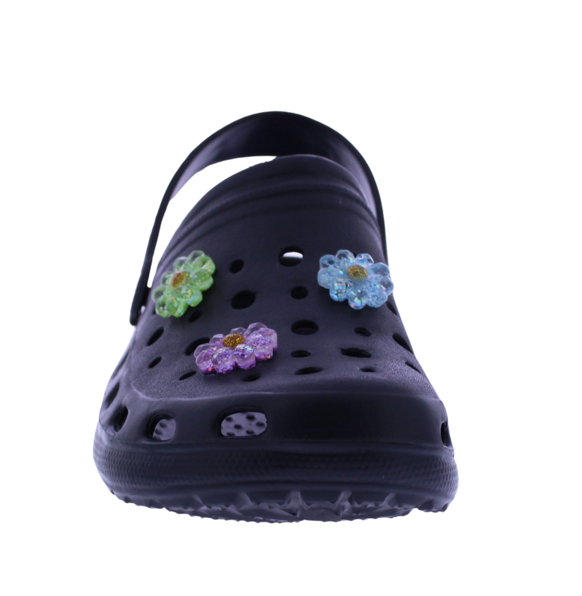 Women's EVA Clog with Glitter Flower Charms