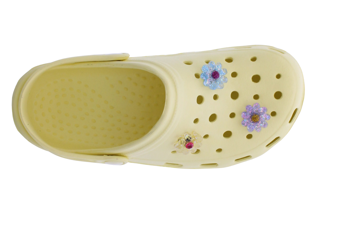 Women's EVA Clog with Glitter Flower Charms