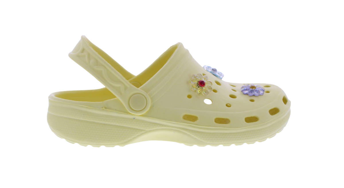 Women's EVA Clog with Glitter Flower Charms