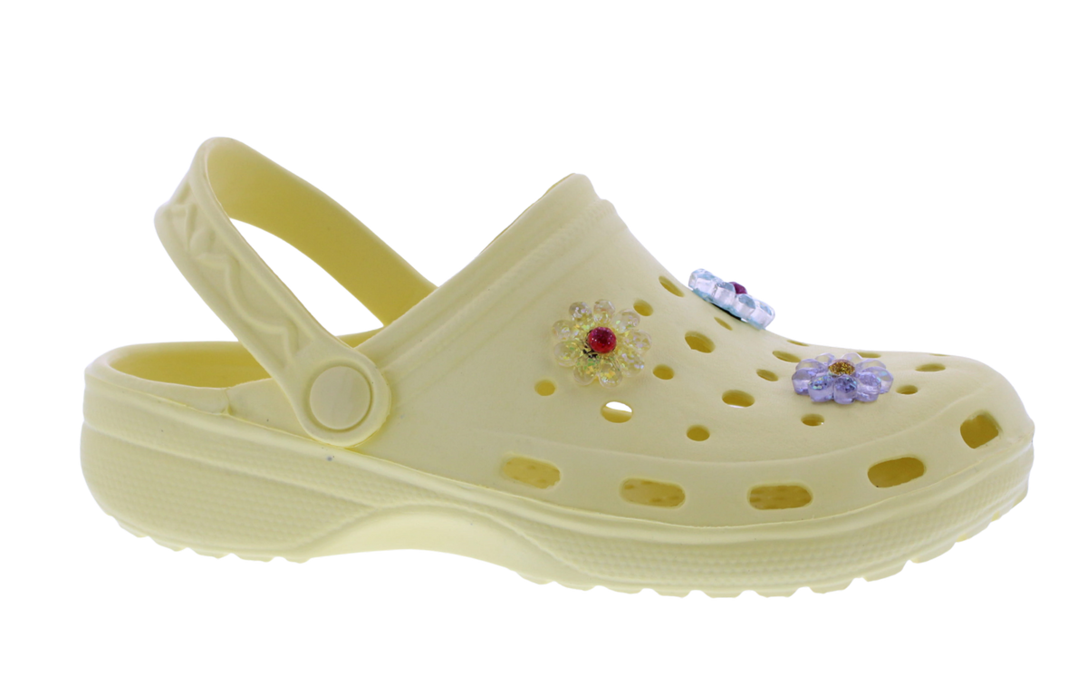 Women's EVA Clog with Glitter Flower Charms