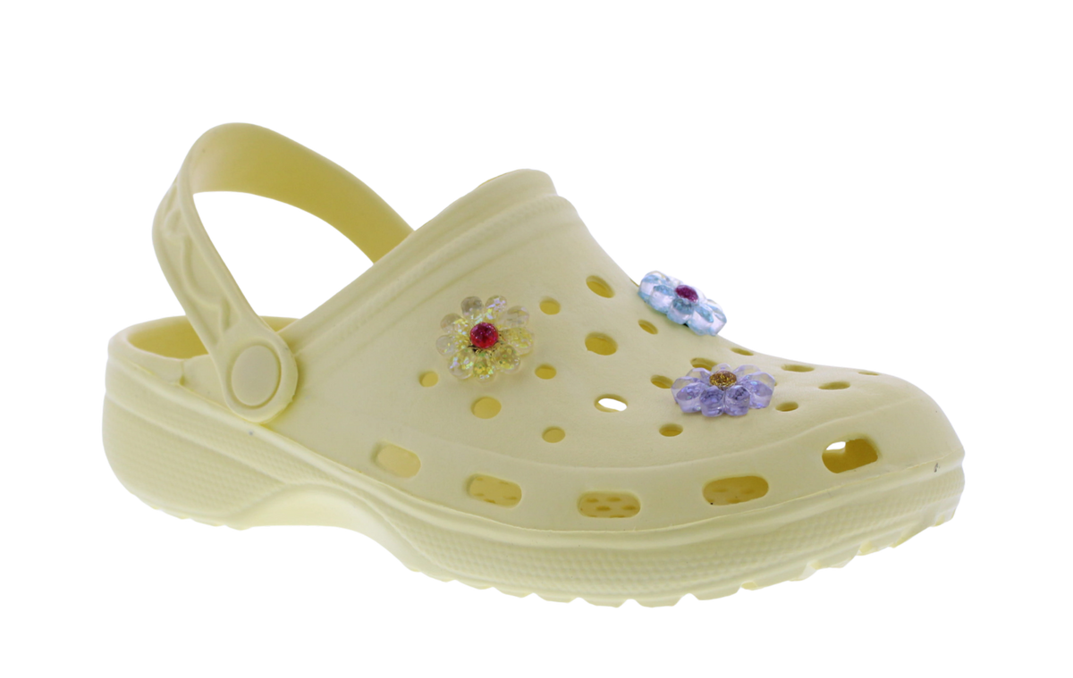 Women's EVA Clog with Glitter Flower Charms