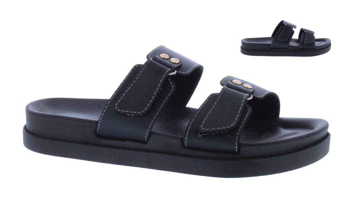 Women Slip On Synthetic Leather Velcro Sandal