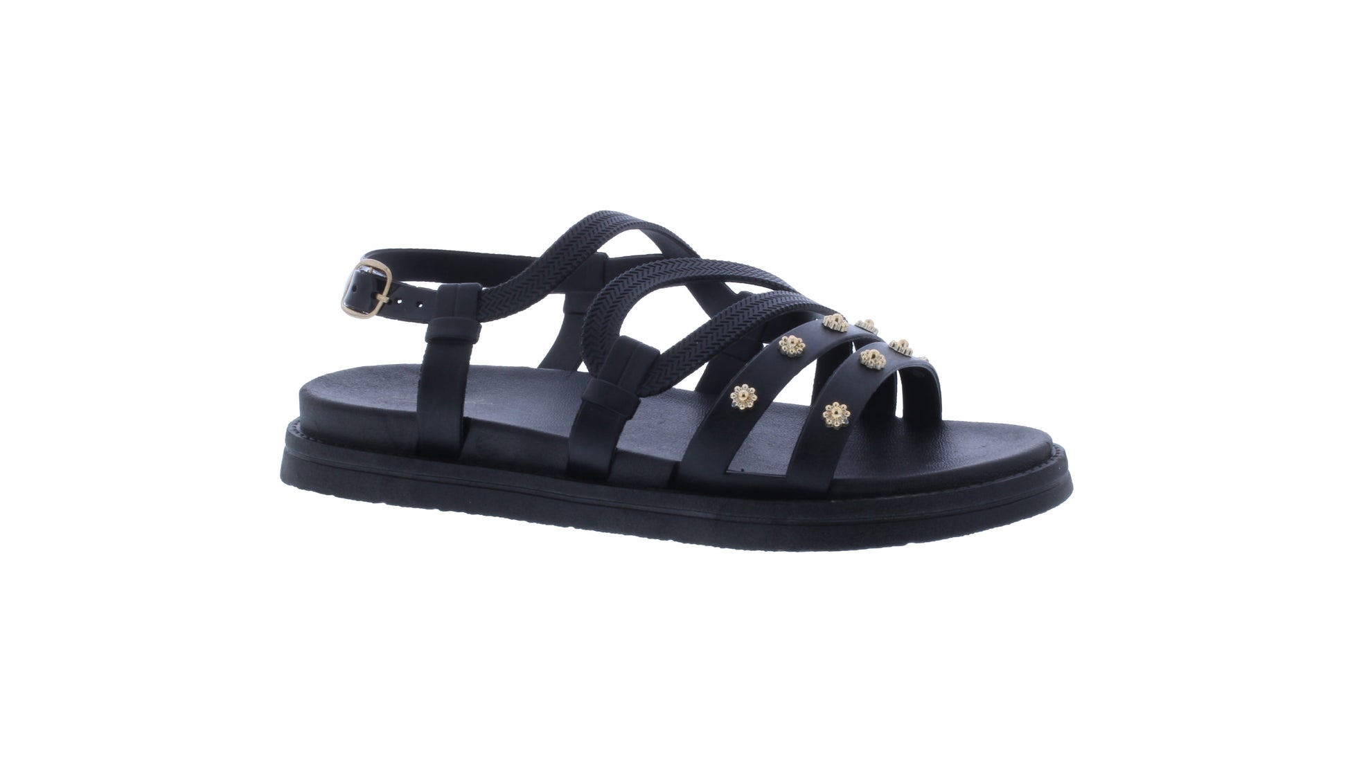 Women Strappy Sandal with Flower Studs