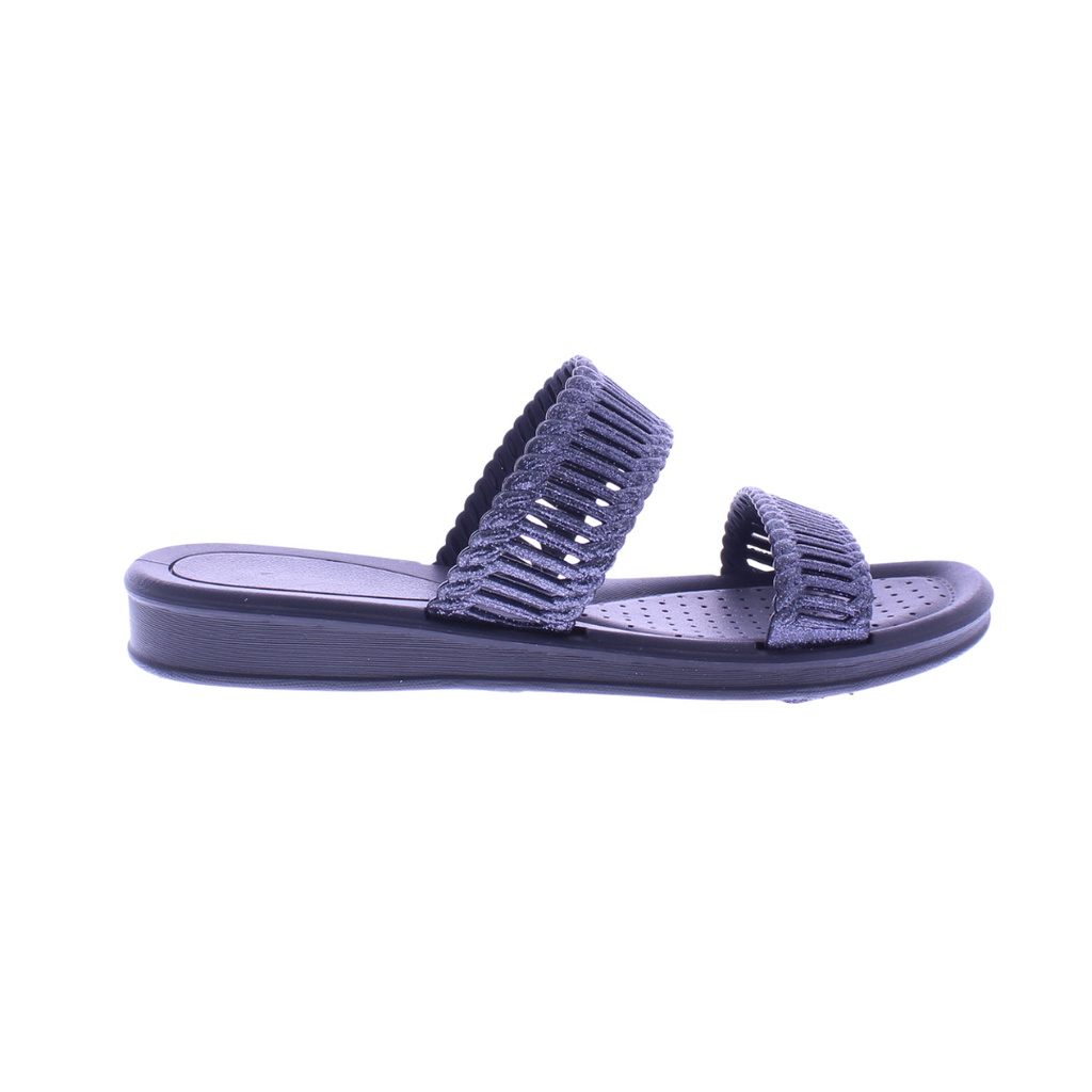 Women Double Band Glitter Slide