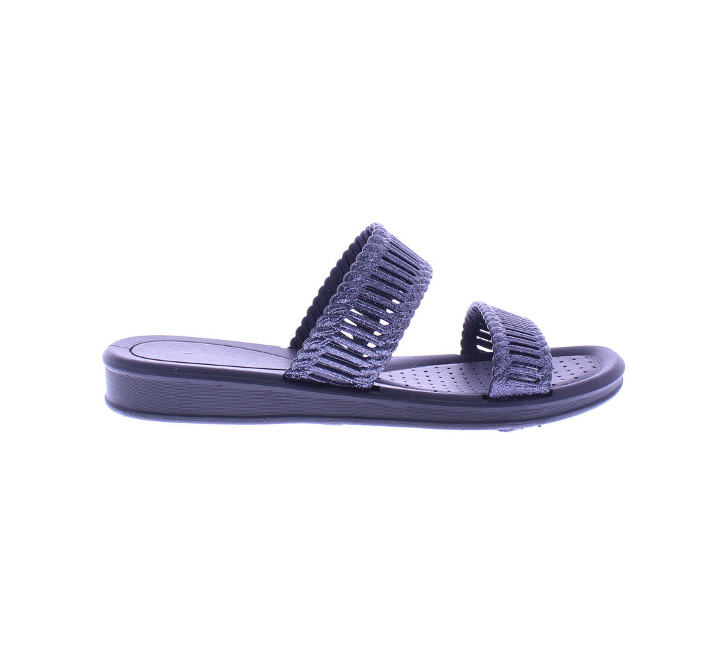 Women Double Band Glitter Slide