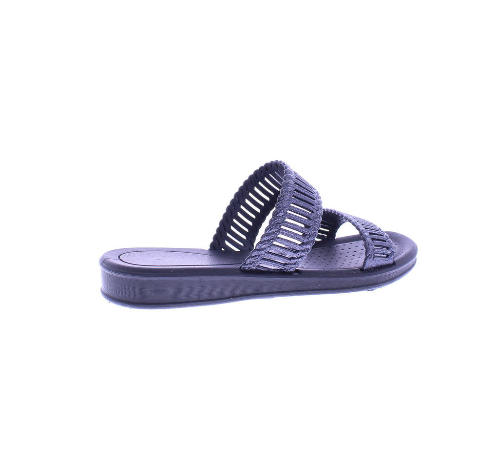 Women Double Band Glitter Slide