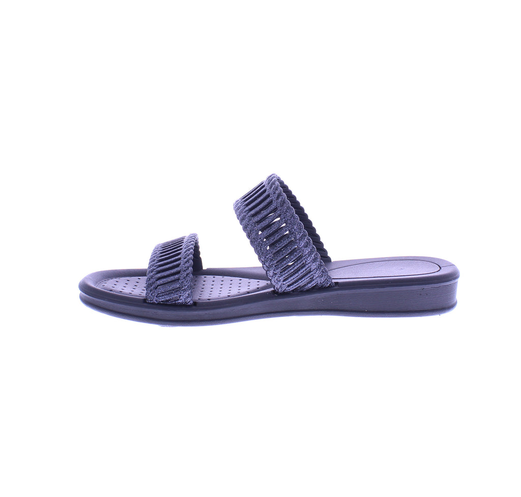 Women Double Band Glitter Slide