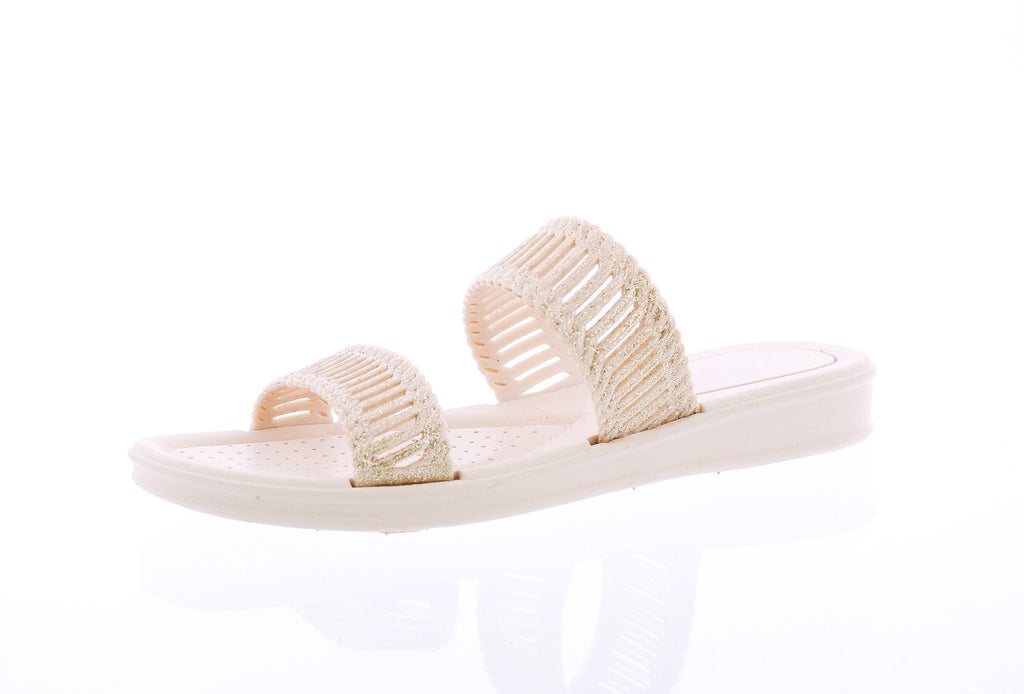 Women Double Band Glitter Slide